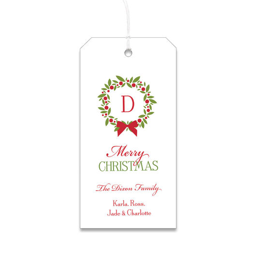 Winter Berry Wreath Large Hanging Gift Tags